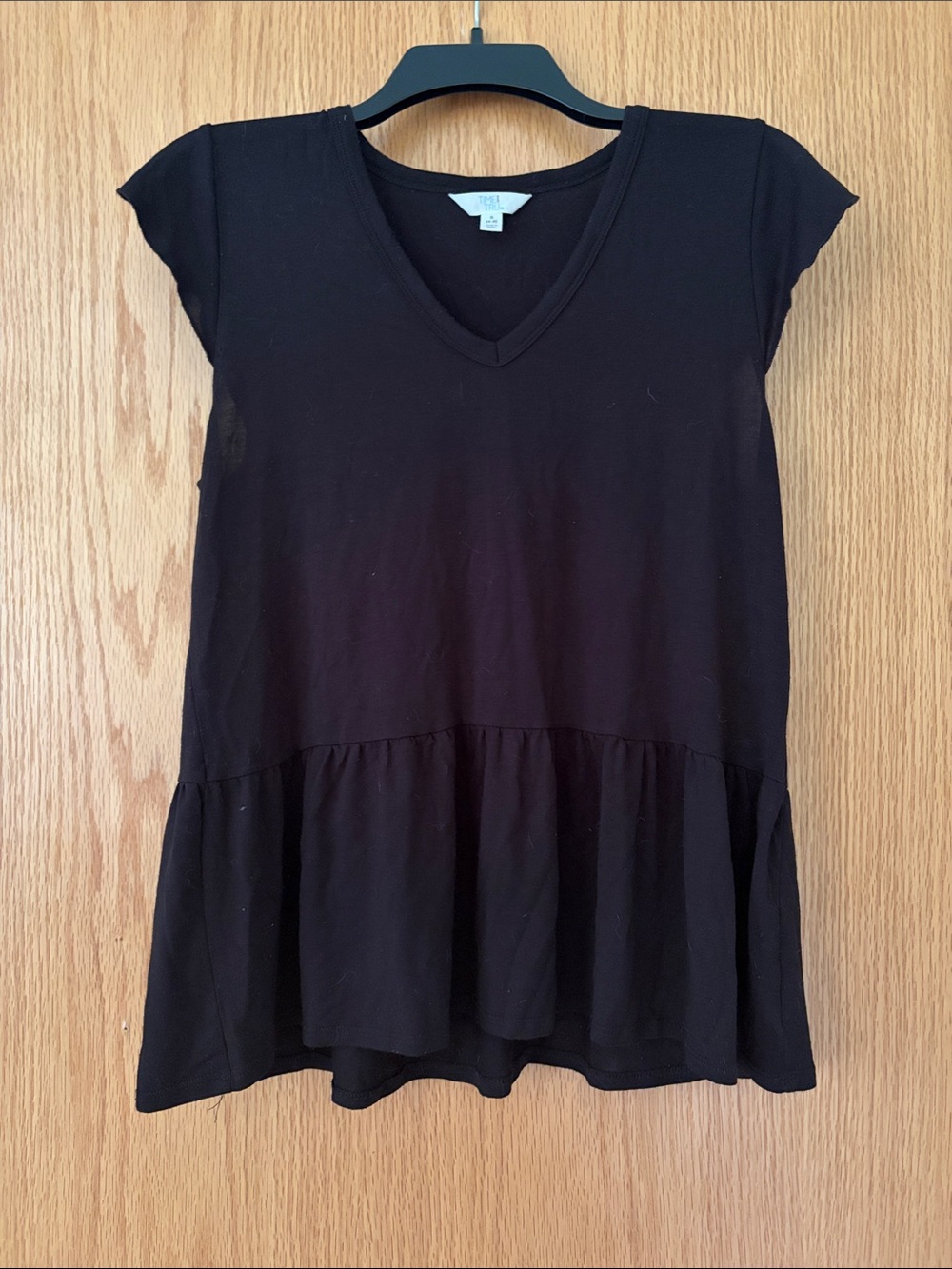 Time and Tru Black V-Neck Peplum Tunic